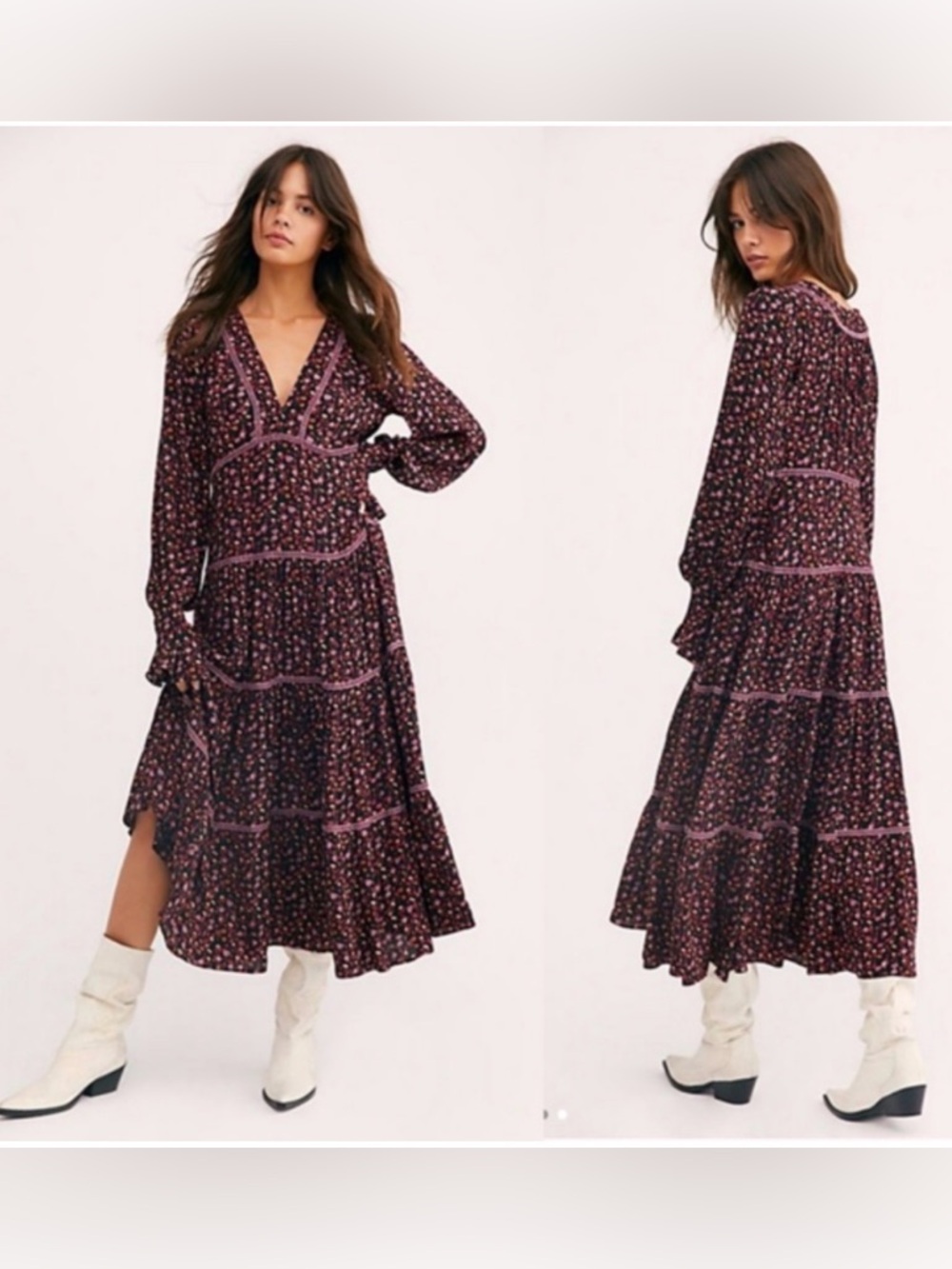 Free People Take A Little Time Floral Midi Dress Women’s Size 6 - Picture 6 of 13